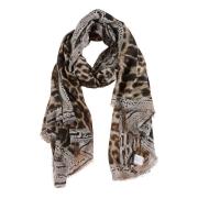 Faliero Sarti Djurmönster Sidenscarf med fransade kanter Multicolor, D...