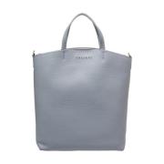 Orciani Blå Läder Shopper Väska Blue, Dam