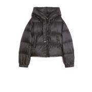 Max Mara Svart Kort Dunjacka med Randig Quiltning Black, Dam