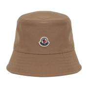 Moncler Applique Bucket Hat med Logotyp Beige, Dam