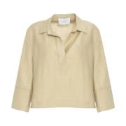 KAOS Beige Polo Krage Blus Ss25 Beige, Dam