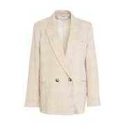 KAOS Beige Double-breasted Glencheck Blazer Beige, Dam