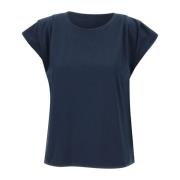 Woolrich Veckad T-shirt med Rynkad Detalj Blue, Dam