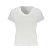 Guess Vit Bomull Tee med V-Hals White, Dam