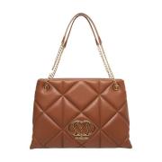 Love Moschino Brun Quiltad Axelväska Brown, Dam