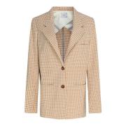 Alysi Curry Rutig Blazer Mjuk Passform Brown, Dam