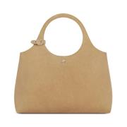 Courrèges Suede Clutch Väska i Fawn Beige, Dam