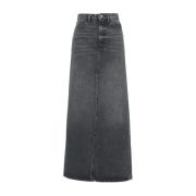 Icon Denim Grå Denim Maxi Kjol Gray, Dam