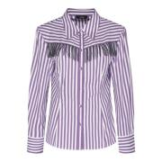 Twinset Lila Randig Skjorta med Fransdetaljer Purple, Dam