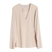 Ahlvar Gallery Kelly v-ringad silkesblus Beige, Dam