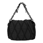 Diesel Vadderad Nylon Axelväska med Charm Black, Dam