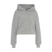 Closed Grå Cropped Hoodie med Präglat Logotyp Gray, Dam