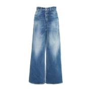 Dsquared2 Blå Wide Leg Distressed Jeans Blue, Dam