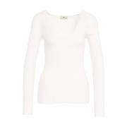 Elisabetta Franchi Vit Blommig Stickad Topp White, Dam