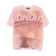 Dondup Rosa Grafiskt Tryck Crew Neck T-shirt Pink, Dam