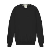 At.P.Co Svart Crew Neck Tröja i Bomull Kashmir Ull Blandning Black, He...