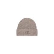 Calvin Klein Broderad Räfflad Beanie Mössa Gray, Dam