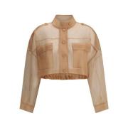 PINKO Stilren Cropped Jacket Beige, Dam