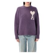 Ami Paris Lila Stickat ADC Crewneck Sweater Purple, Dam