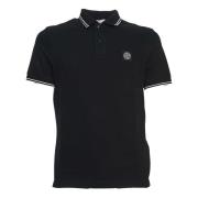 Stone Island Svart Pikétröja Avslappnad Stil Black, Herr