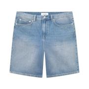 Les Deux Tvättade Denim Shorts Blue, Herr