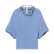 Stella McCartney Kristallkedja Prydd Topp Blue, Dam