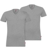 Levis T-shirt - V-ringad - 2-pack - Mellan Grey Melange
