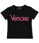 Versace T-shirt - Svart/Neonrosa m. Text