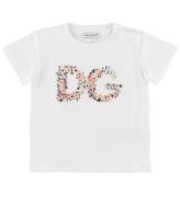 Dolce & Gabbana T-shirt - Vit m. Blommabroderi