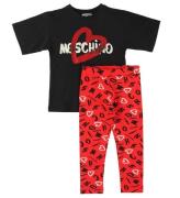 Moschino Set - T-shirt/Leggings - Svart/RÃ¶d m. Tryck