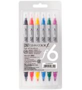 Zig Tuschpennor - Clean Color Pen - 6 st