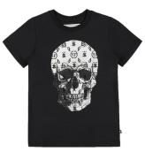 Philipp Plein T-Shirt - Stones Skull - Svart m. Vit/Strass