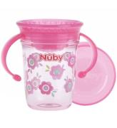 Nuby Drikkekop m. Handtag - 240ml - Rosa m. Tryck