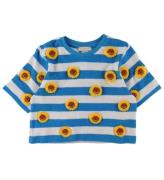 Stella McCartney Kids T-shirt - FrottÃ© - BlÃ¥/Vitrandig m. Blommo