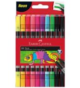 Faber-Castell Tuschpennor - Dubbelt Tjock/Tunn - 10 st. - Neon