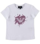 Emporio Armani T-shirt - Vit m. Rosa/Strass