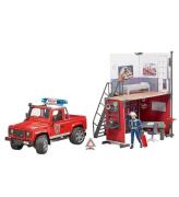 Bruder Leksaksset - bworld - Brandstation m. Land Rover Defender