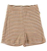 Joha Shorts - Ull/Silke - Rib - Brun/Vit