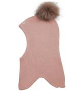 Racing Kids Balaclava - Ull/Bomull - Dubbel - Dusty Rose m. qua