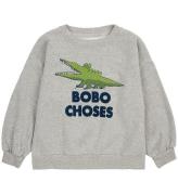 Bobo Choses Sweatshirt - Pratar Crocodile - Light Heather Grey