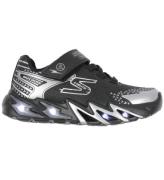 Skechers Skor m. Ljus - Flex-Glow Bolt - Black/Silver