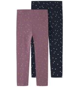 Name It Leggings - 2-pack - NmfVivian - Arctic Skymning/Dark Sap