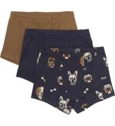 Minymo Boxershorts - 3-pack - Brun/Parisernatten m. Hundar