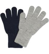 Melton Handskar - 2-pack - Light Grey Melange/BlÃ¥