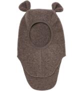 Huttelihut Balaclava - Ullfleece - Enkel - Brown Melange m. Ã?ra