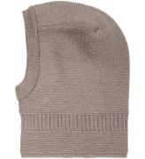 Huttelihut Balaclava - Ull/Bomull - Stickad - Dubbel - Brown Mel