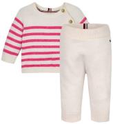 Tommy Hilfiger Set - TrÃ¶ja/Byxor - Stickad - Ivory Petal/Stripe