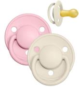 BIBS De Lux Nappar - Stl. 2 - 2-pack - Rund - Ivory/Baby Pink