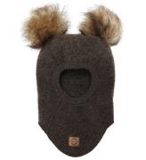 Mikk-Line Balaclava - Ull - Enkel - Dark Brown Melange m. Kvas