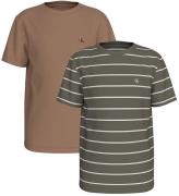 Calvin Klein T-shirts - 2-pack - Tea Time/Dusty Olive Ränder